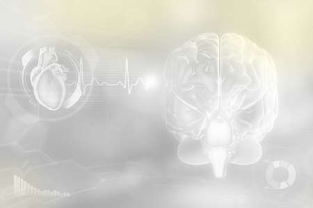 Medical 3D illustration - human brain, intelligence research concept - highly detailed hi-tech...