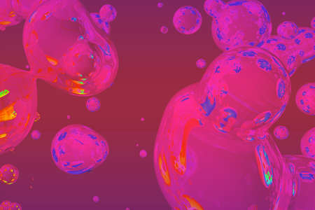 Soap glossy bubbles or liquid abstract gradient background or texture 3D illustration - soft focus...