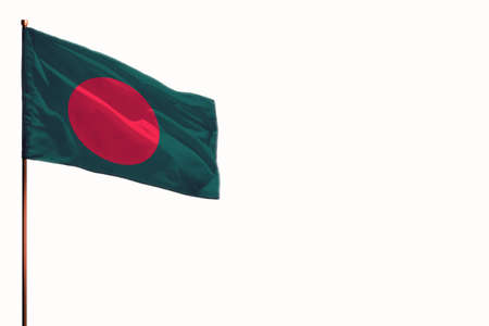 Fluttering Bangladesh flag isolated, mockup with the place for your text on white background.