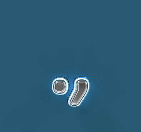 Steel metallic font with white outline and blue noisy backlight - period (full stop) and comma...