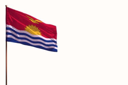 Fluttering Kiribati flag isolated, mockup with the place for your text on white background.
