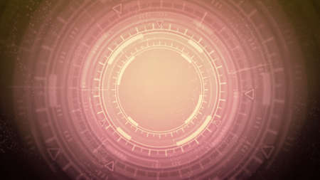 bright cyber abstract background of moving hud circles, technology concept - abstract 3D rendering