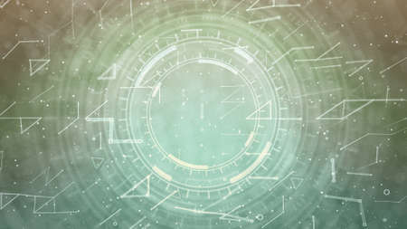 Abstract 3D illustration - multi colored modern abstract background of moving hud or ui circles, fashion conceptの写真素材