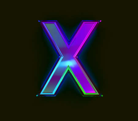 Colorful dichroic film font - letter X isolated on gray, 3D illustration of symbols