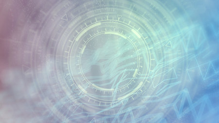 Abstract 3D illustration - vivid hi-tech abstract background of moving ui or hud circles, technology...