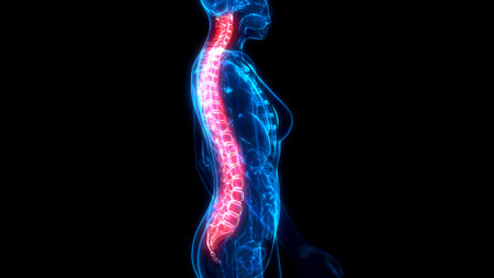 cg medical 3d illustration, spine on xray organismの写真素材