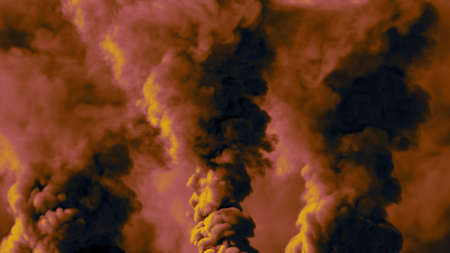 Abstract 3D illustration - multi colored background of heavy smoke, air pollution concept