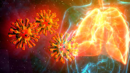 cg medicine 3d illustration, lungs troubles of covidの写真素材