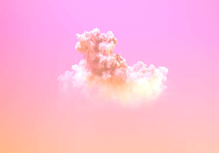 alone pink sunrise large cloud, cg nature 3D illustration