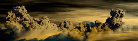 panorama of cumulus clouds at night - concept nature 3D illustration