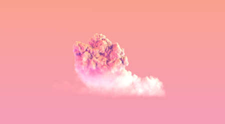 lone pink sunrise large cumulus, cgi nature 3D illustrationの写真素材