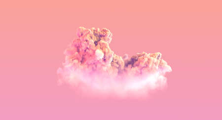 alone pink sunset big cumulus cloud. cg nature 3D illustration