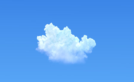 single cloud on blue sky isolated. nature 3D illustrationの写真素材