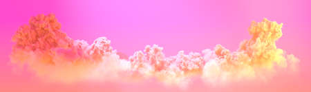 panorama of red sunset cumulus clouds isolated - digital nature 3D rendering