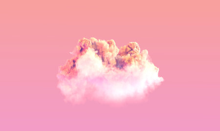 alone pink sundown large cumulus, cgi nature 3D illustrationの写真素材