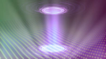 Abstract 3D illustration - colorful modern background of two hud circles, science teleport concept