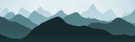 artistic panoramic picture of mountains in mist computer graphics texture or background illustrationの写真素材