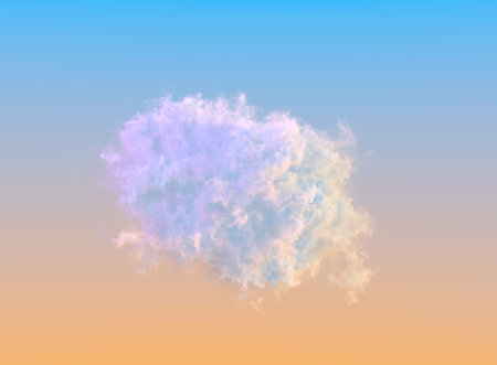 single nice large cumulus cloud at sunrise, cg nature 3D illustration