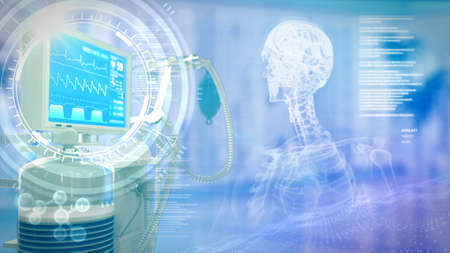 head and brain high tech medical curing. abstract 3D rendering