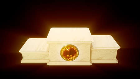 pretty masonry winners award podium on dark background, isolated - object 3D illustrationの写真素材