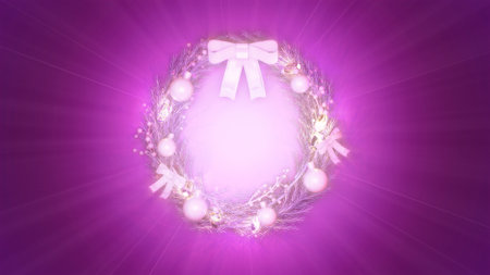 pretty beautified christmas wreath colorful backdrop. cg object 3D renderingの写真素材