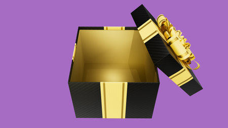 opened gift for black friday give-away on rose backdrop, isolated - object 3D rendering