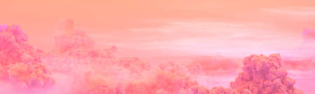 orange panoramic cumulus sunset backdrop, concept nature 3D renderingの写真素材