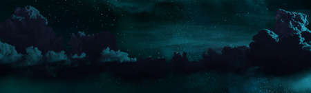 pretty panoramic clouds at night background. digital nature 3D rendering