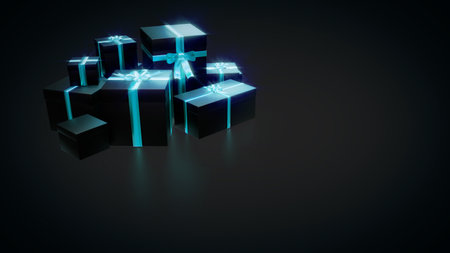 cyber monday sell-out background - present box pile - abstract 3D renderingの写真素材