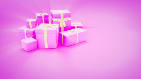 nice rose holiday set of gifts - object 3D renderingの写真素材