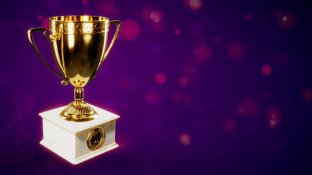 award bowl on defocused bg with free space - abstract 3D renderingの写真素材