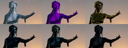 statue of gypsum, metal, bronze and concrete - examples for designers - object 3D illustrationの写真素材