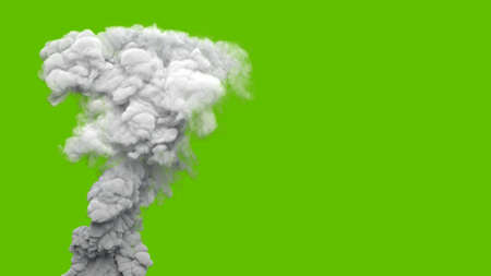 gray pollution smoke column from oil power plant on chroma key screen, isolated - industrial 3D...