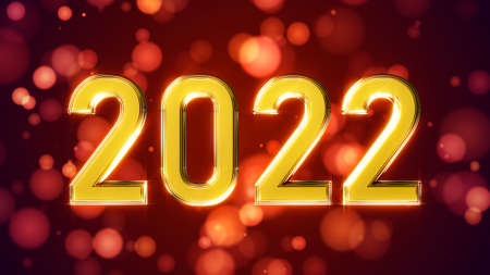 text 2022 for new year holiday on soft focus backdrop - abstract 3D illustrationの写真素材