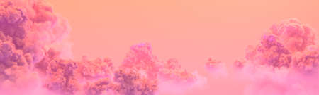 orange panoramic cumulus sundown background - concept nature 3D illustrationの写真素材