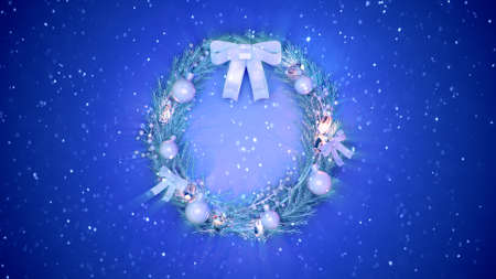 pretty beautified christmas wreath colorful backdrop, object 3D renderingの写真素材