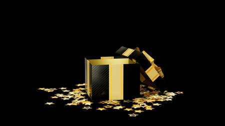 gift with stars for black friday giveaway or cyber monday sell-out, isolated - object 3D...