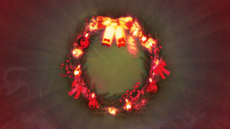 nice decorated christmas wreath colorful backdrop - object 3D illustrationの写真素材