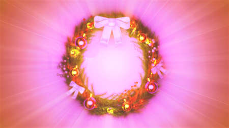 nice decorated christmas circlet colorful backdrop - cgi object 3D renderingの写真素材