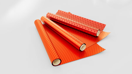 cute red gift wrapping on white bg, isolated - object 3D rendering