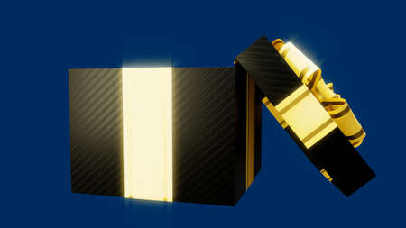 opened present box for black friday sale on blue, isolated - object 3D rendering