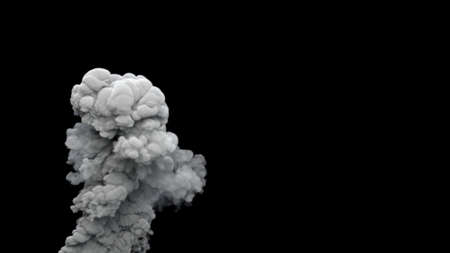 gray carbon dioxide smoke exhaust from urban fire on black, isolated - industrial 3D illustrationの写真素材