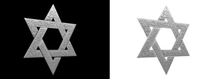 white ornamental pattern shield of david isolated - digital object 3D illustrationの写真素材