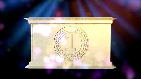 stone winners podium with colorful backdrop - object 3D renderingの写真素材