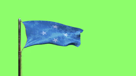 waving flag of Micronesia for memorial day on chroma key screen, isolated - object 3D rendering