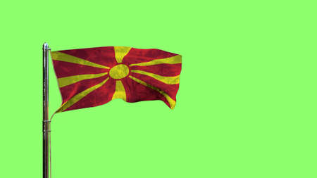 waving flag of Macedonia for state holiday on green screen, isolated - object 3D renderingの写真素材