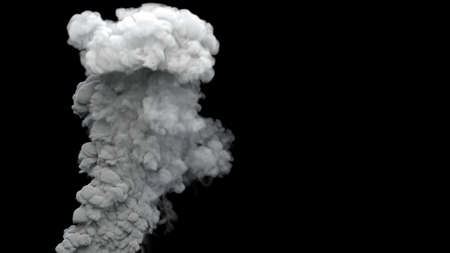 gray co2 emissions smoke emission from fuel oil power plant on black, isolated - industrial 3D illustrationの写真素材