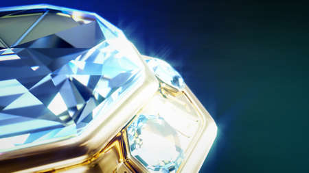 bijouterie themed backdrop - precious gem in goldish setting - abstract 3D illustrationの写真素材