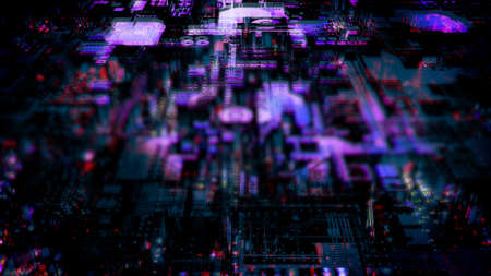 soft focus cyberpunk purple shining digital innovation web backdrop - abstract 3D renderingの写真素材