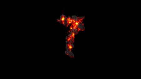 number 7 made of very hot burning rocks on black, isolated - object 3D illustrationの写真素材